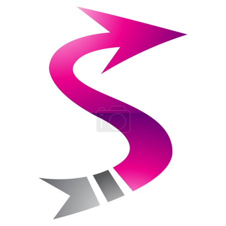 Photo for Magenta and Black Glossy Arrow Shaped Letter S Icon on a White Background - Royalty Free Image