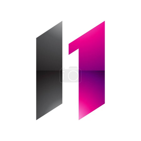 Photo for Magenta and Black Glossy Letter N Icon with Parallelograms on a White Background - Royalty Free Image