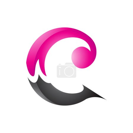 Photo for Magenta and Black Glossy Round Curly Letter C Icon on a White Background - Royalty Free Image