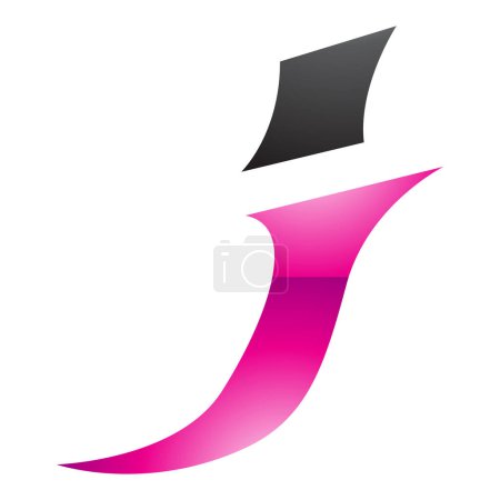 Photo for Magenta and Black Glossy Spiky Italic Letter J Icon on a White Background - Royalty Free Image
