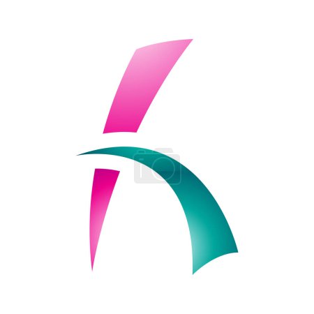Photo for Magenta and Green Glossy Letter H Icon with Spiky Lines on a White Background - Royalty Free Image