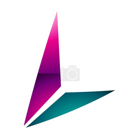 Photo for Magenta and Green Glossy Letter L Icon with Triangles on a White Background - Royalty Free Image