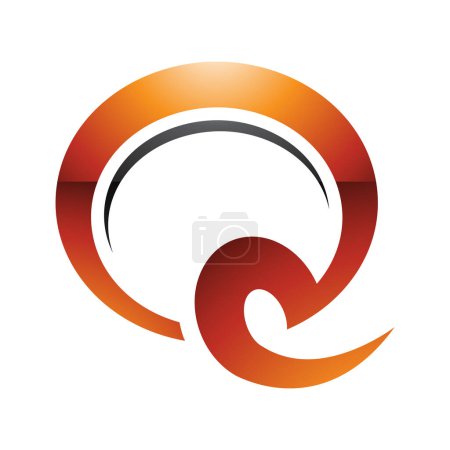 Photo for Orange and Black Glossy Hook Shaped Letter Q Icon on a White Background - Royalty Free Image
