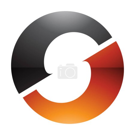 Téléchargez les photos : Orange et noir brillant Lettre O Icône avec une forme de S au milieu sur un fond blanc - en image libre de droit