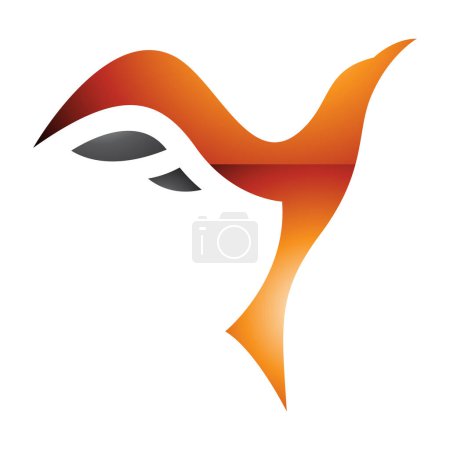 Photo for Orange and Black Glossy Rising Bird Shaped Letter Y Icon on a White Background - Royalty Free Image