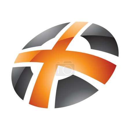 Foto de Naranja y Negro brillante redondo en forma de letra X icono sobre un fondo blanco - Imagen libre de derechos