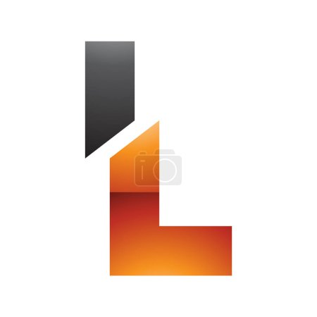 Foto de Naranja y Negro brillante letra dividida en forma de L icono sobre un fondo blanco - Imagen libre de derechos