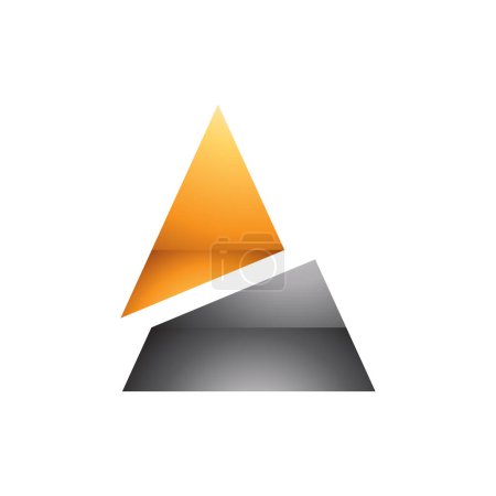 Photo for Orange and Black Glossy Split Triangle Shaped Letter A Icon on a White Background - Royalty Free Image
