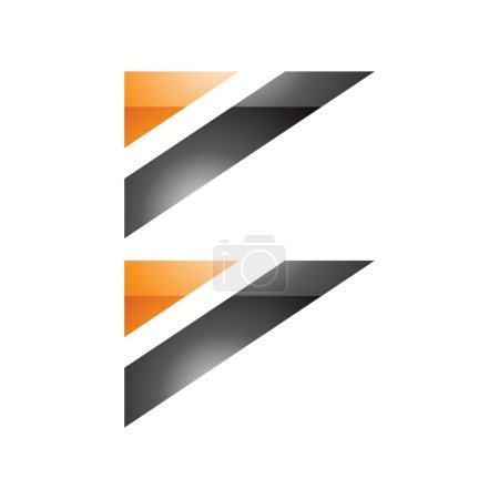 Photo for Orange and Black Glossy Triangular Flag Shaped Letter B Icon on a White Background - Royalty Free Image
