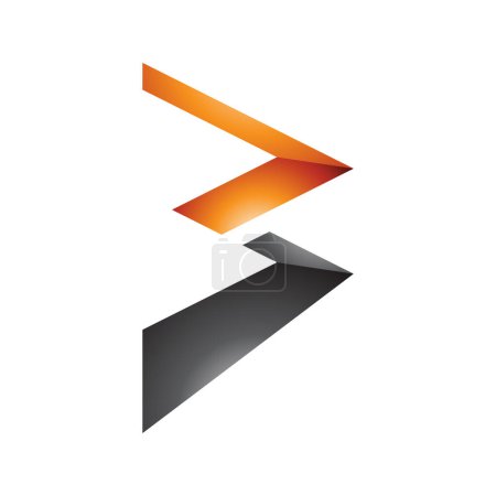 Téléchargez les photos : Orange et noir brillant Zigzag en forme de lettre B Icône sur fond blanc - en image libre de droit