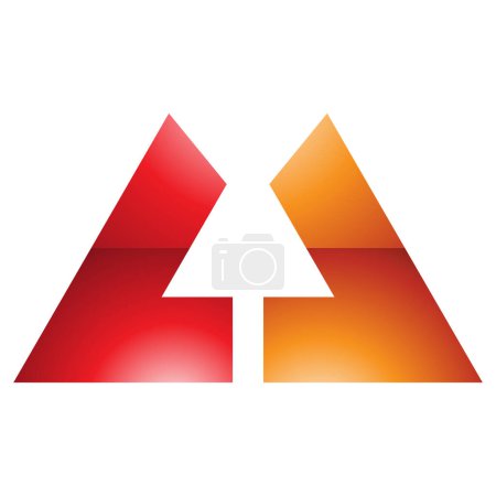 Foto de Naranja y rojo brillante negrita letra U icono con líneas rectas sobre un fondo blanco - Imagen libre de derechos