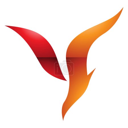 Foto de Naranja y rojo brillante buceo pájaro en forma de letra Y icono sobre un fondo blanco - Imagen libre de derechos