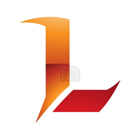 Photo for Orange and Red Glossy Letter L Icon with Sharp Spikes on a White Background - Royalty Free Image
