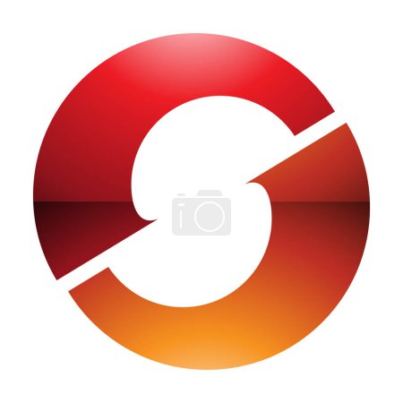 Photo for Orange and Red Glossy Letter O Icon with an S Shape in the Middle on a White Background - Royalty Free Image