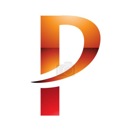 Foto de Naranja y rojo brillante letra P icono con una punta puntiaguda sobre un fondo blanco - Imagen libre de derechos