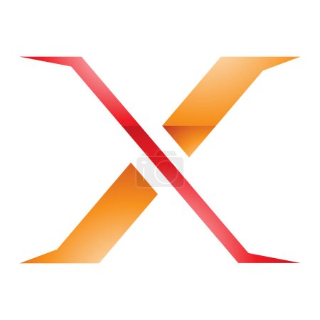 Téléchargez les photos : Orange et Rouge Pointu Brillant Lettre X Icône sur fond blanc - en image libre de droit