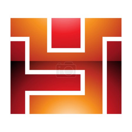 Foto de Naranja y rojo brillante rectángulo en forma de letra Y icono sobre un fondo blanco - Imagen libre de derechos