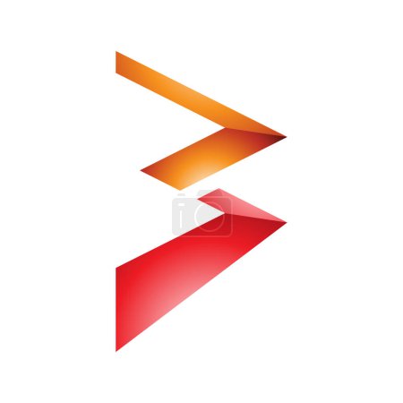 Téléchargez les photos : Zigzag brillant orange et rouge en forme de lettre B Icône sur fond blanc - en image libre de droit