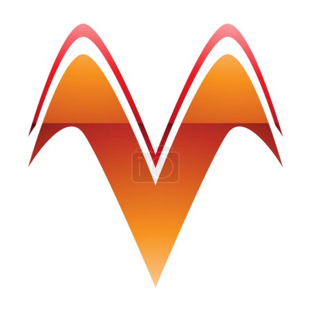 Foto de Naranja y rojo brillante ala en forma de letra V icono sobre un fondo blanco - Imagen libre de derechos