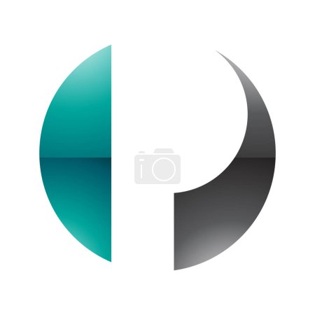 Foto de Persa verde y negro brillante círculo en forma de letra P icono sobre un fondo blanco - Imagen libre de derechos