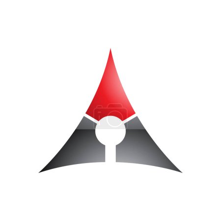 Foto de Letra de Triángulo Brillante Rojo y Negro Deflated Un icono sobre un fondo blanco - Imagen libre de derechos
