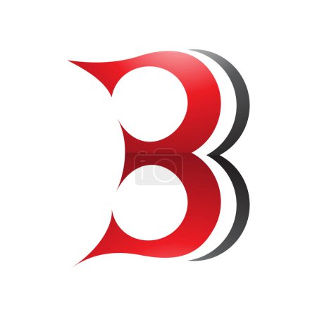 Photo for Red and Black Curvy Glossy Letter B Icon Resembling Number 3 on a White Background - Royalty Free Image