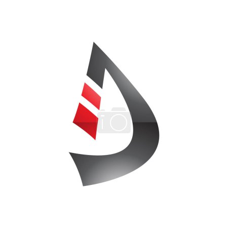 Foto de Rojo y Negro brillante curva tira en forma de letra D icono sobre un fondo blanco - Imagen libre de derechos