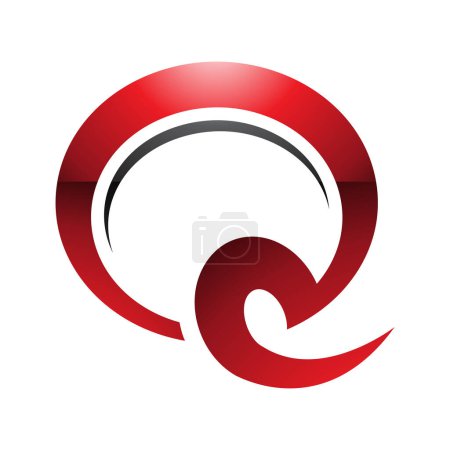 Foto de Gancho brillante rojo y negro en forma de letra Q icono sobre un fondo blanco - Imagen libre de derechos