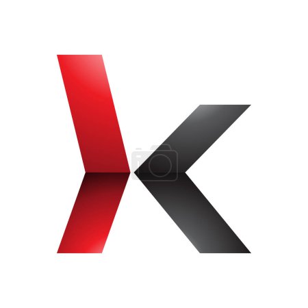 Photo for Red and Black Glossy Lowercase Arrow Shaped Letter K Icon on a White Background - Royalty Free Image