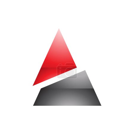 Téléchargez les photos : Triangle scintillant rouge et noir Lettre en forme d'icône sur fond blanc - en image libre de droit