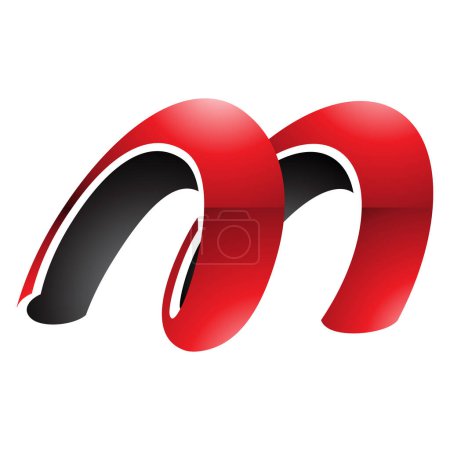 Photo for Red and Black Glossy Spring Shaped Letter M Icon on a White Background - Royalty Free Image