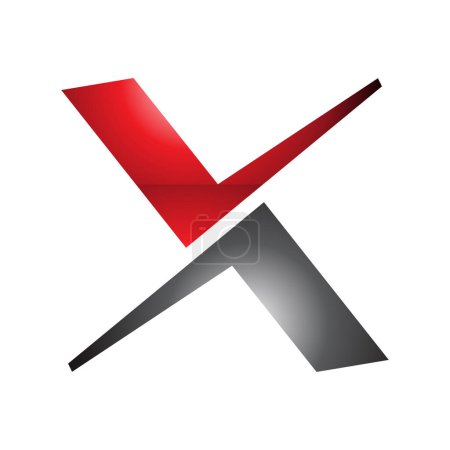 Téléchargez les photos : Coche rouge et noire brillante en forme de lettre X Icône sur fond blanc - en image libre de droit