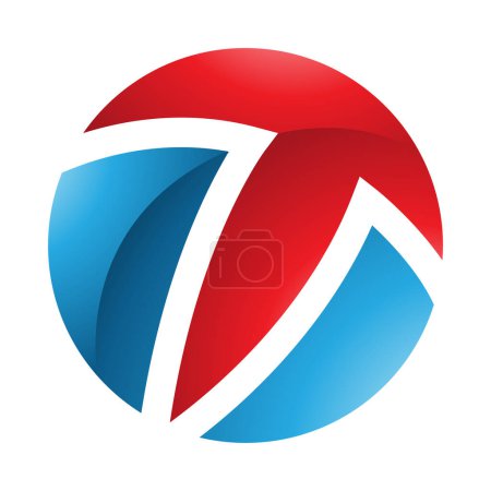 Photo for Red and Blue Glossy Circle Shaped Letter T Icon on a White Background - Royalty Free Image