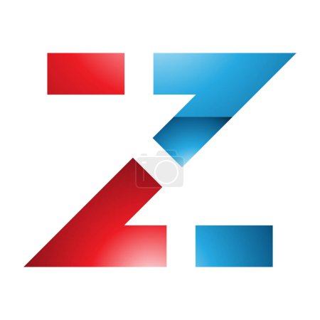 Téléchargez les photos : Ligne pointillée brillante rouge et bleue en forme de lettre Z Icône sur fond blanc - en image libre de droit