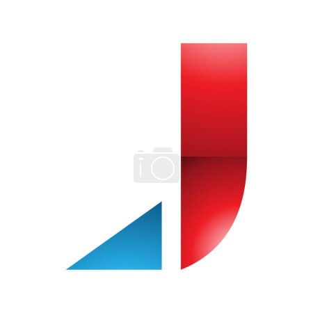Photo for Red and Blue Glossy Letter J Icon with a Triangular Tip on a White Background - Royalty Free Image