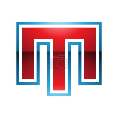 Photo for Red and Blue Glossy Letter M Icon with an Outer Stripe on a White Background - Royalty Free Image
