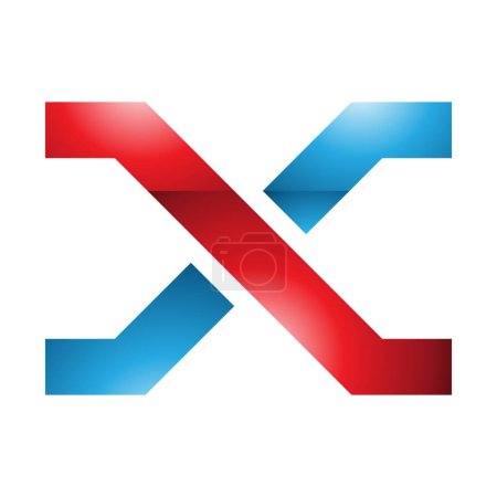 Photo for Red and Blue Glossy Letter X Icon with Crossing Lines on a White Background - Royalty Free Image