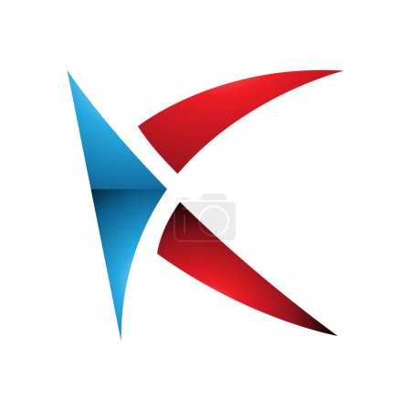 Photo for Red and Blue Glossy Spiky Letter K Icon on a White Background - Royalty Free Image