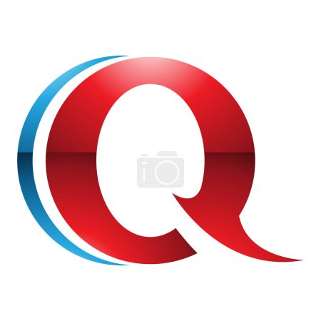 Foto de Rojo y azul brillante Spiky Ronda en forma de letra Q icono sobre un fondo blanco - Imagen libre de derechos