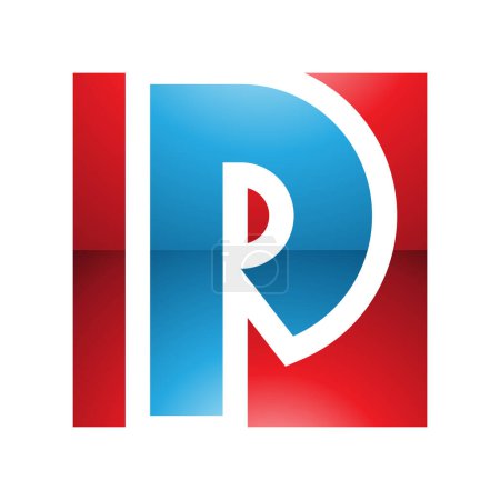 Téléchargez les photos : Icône P carré brillant rouge et bleu sur fond blanc - en image libre de droit