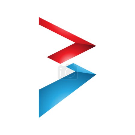 Foto de Rojo y azul brillante Zigzag en forma de letra B icono sobre un fondo blanco - Imagen libre de derechos