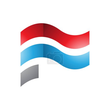 Foto de Bandera roja y azul ondulada brillante en forma de letra F icono sobre un fondo blanco - Imagen libre de derechos