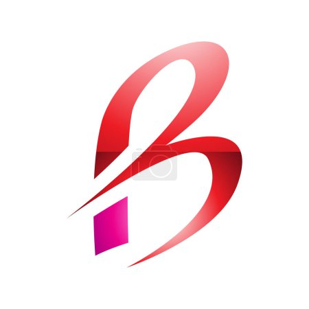 Photo for Red and Magenta Slim Glossy Letter B Icon with Pointed Tips on a White Background - Royalty Free Image