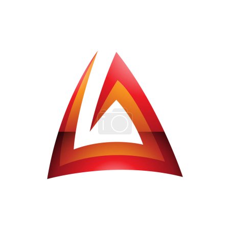 Téléchargez les photos : Spirale Triangulaire Brillante Rouge et Orange Lettre A Icône sur fond blanc - en image libre de droit