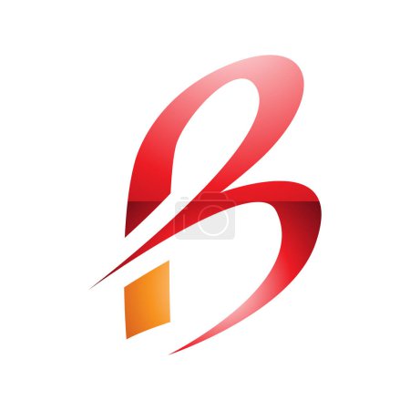 Foto de Rojo y naranja Slim brillante letra B icono con puntas en un fondo blanco - Imagen libre de derechos