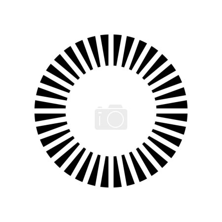 Foto de Icono en forma de círculo abstracto negro con rectángulos delgados sobre un fondo blanco - Imagen libre de derechos