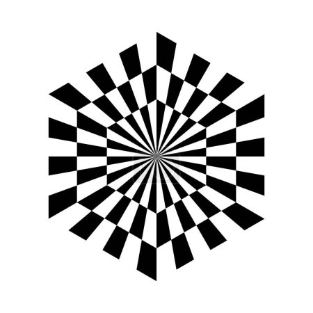 Téléchargez les photos : Icône d'illusion optique abstraite noire en forme d'hexagone sur fond blanc - en image libre de droit