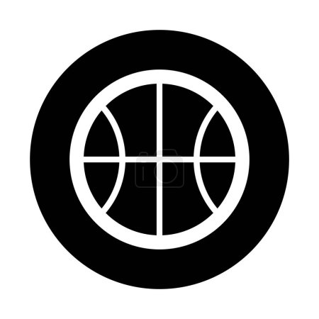Téléchargez les photos : Icône ronde abstraite noire de basket-ball sur fond blanc - en image libre de droit