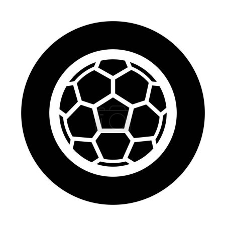 Foto de Icono de fútbol redondo abstracto negro sobre fondo blanco - Imagen libre de derechos