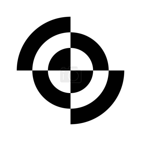 Téléchargez les photos : Icône ronde abstraite noire en forme de cible sur fond blanc - en image libre de droit